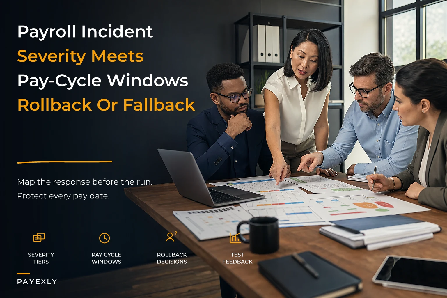 Payroll Incident Response Playbook: Map Pay-Cycle Severity, Rollback vs Fallback Payments and Tabletop Schedules