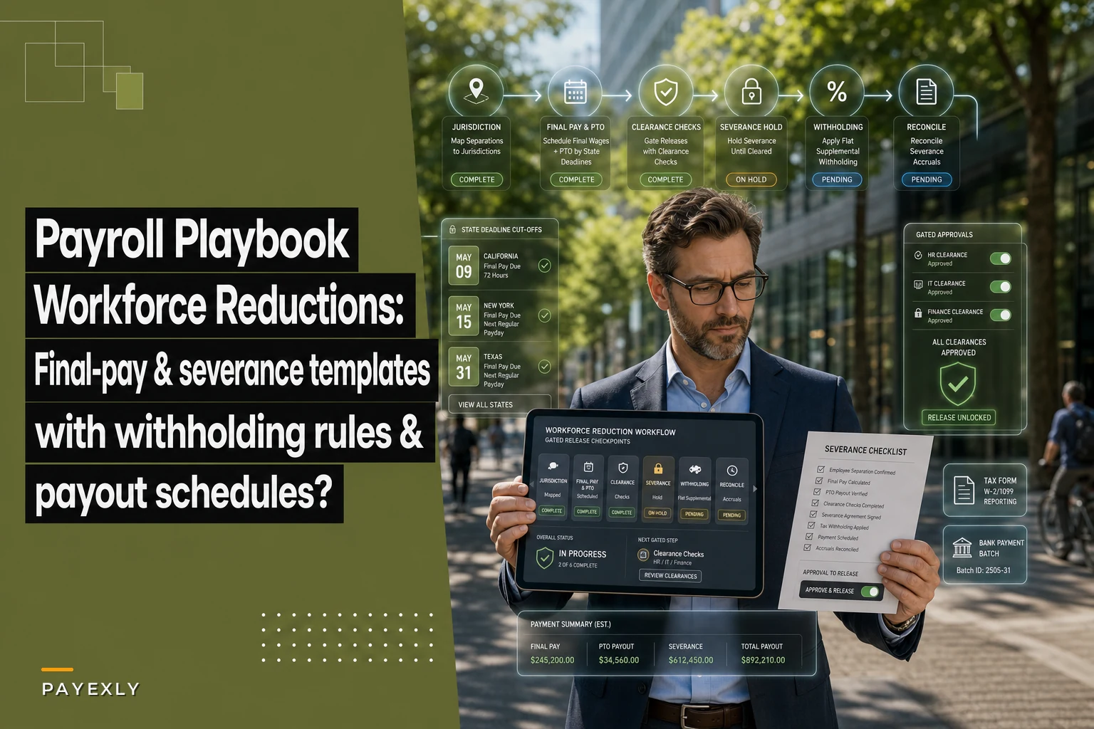 Payroll playbook for workforce reductions: severance, final pay and tax treatment