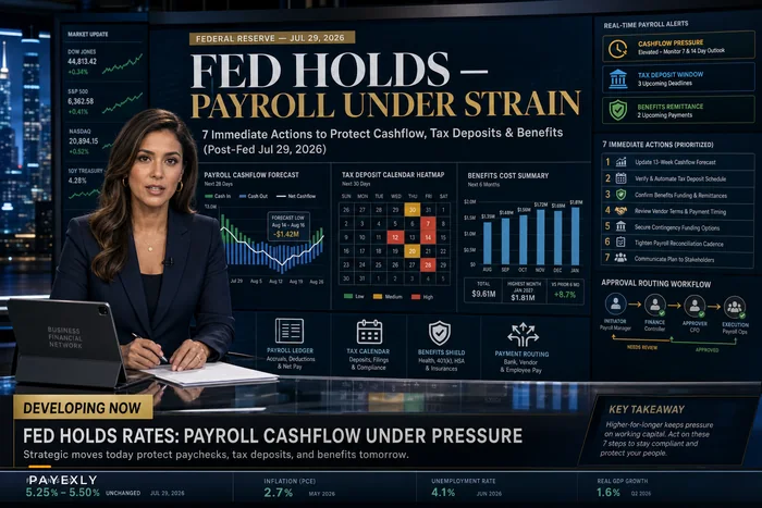 Post‑Fed Hold: 7 Immediate Payroll Actions to Protect Cashflow, Tax Deposits and Benefits Costs