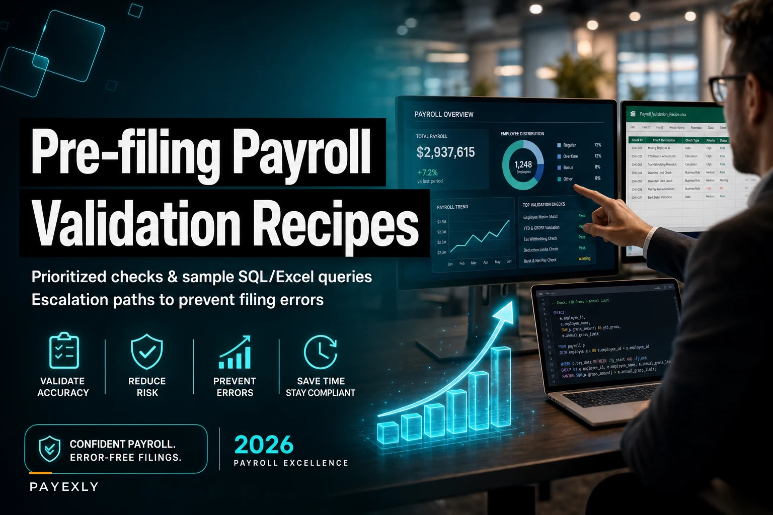 Pre‑filing payroll validation recipes: prioritized checks, sample SQL/Excel queries and escalation paths