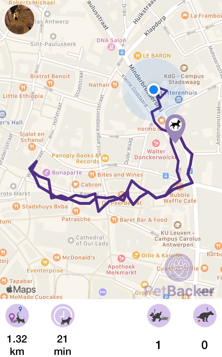 Just completed pet walking of 1.32 km