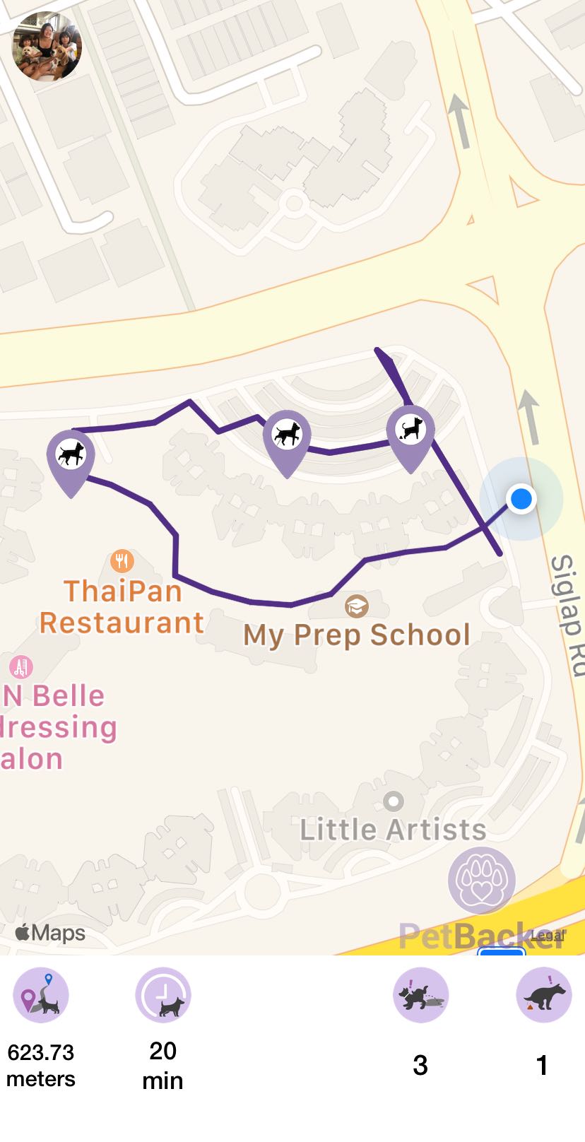 Just completed pet walking of 644.11 meters with Nicky