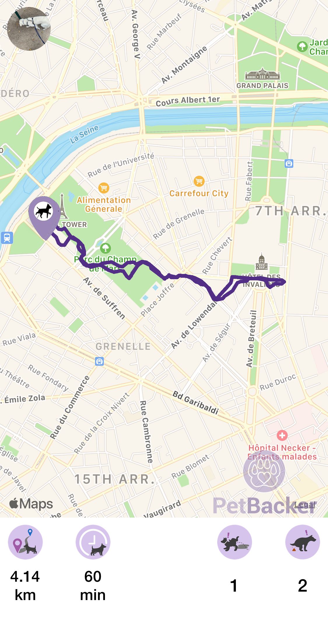 Just completed pet walking of 4.14 km