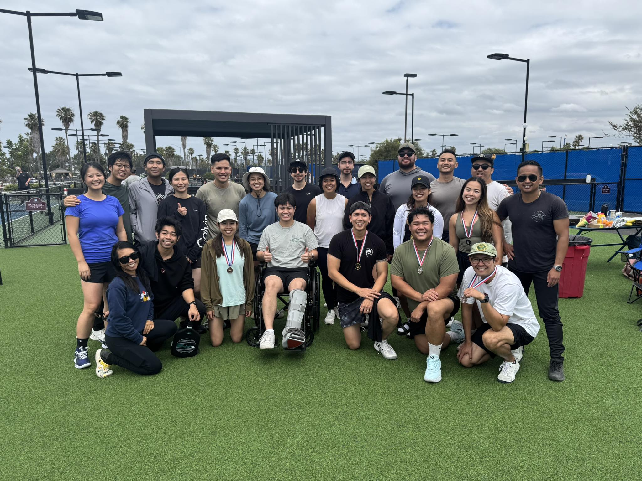 The whole crew on court.