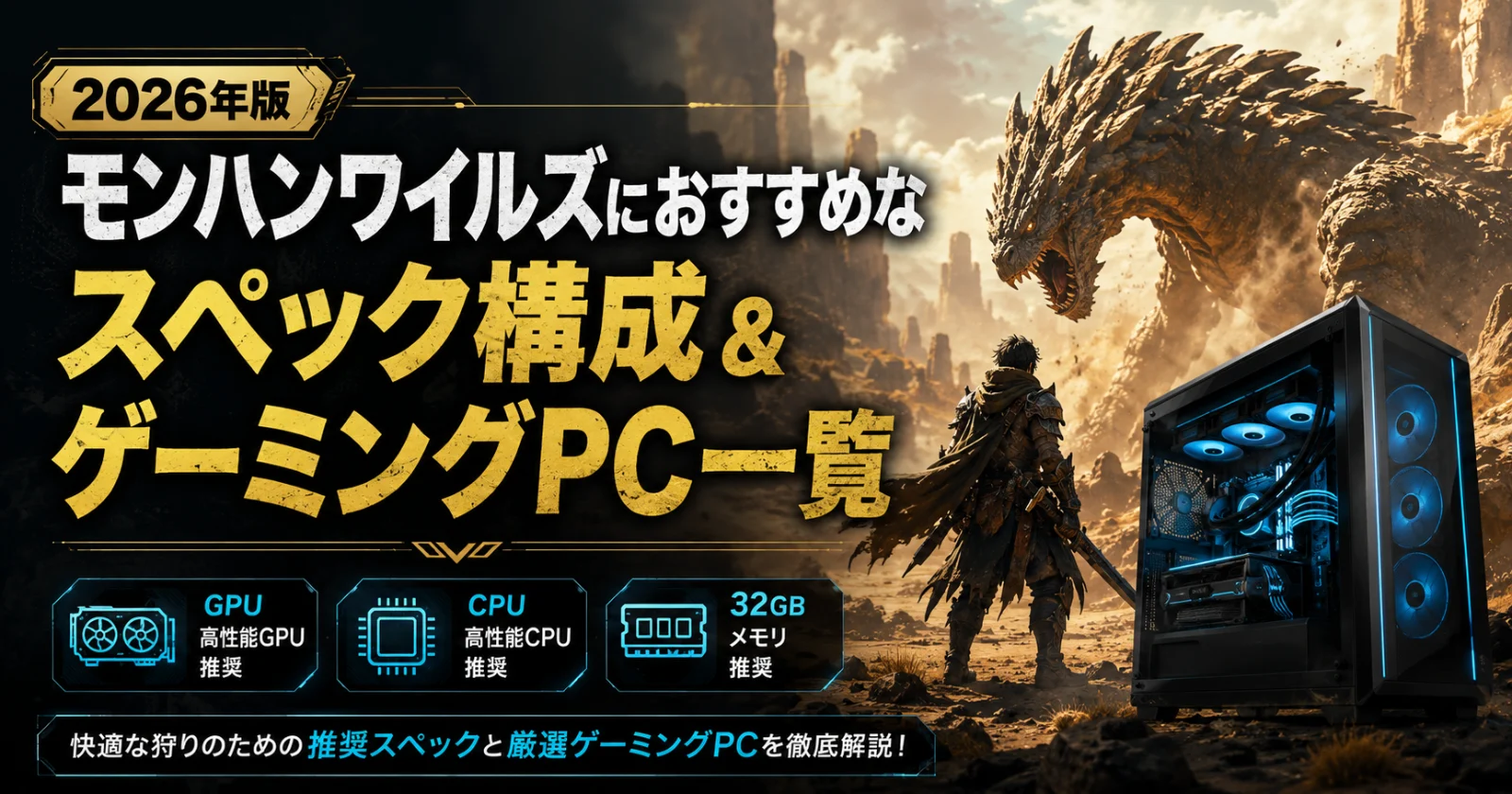 モンスターハンターワイルズにおすすめなスペック構成&ゲーミングPC一覧
