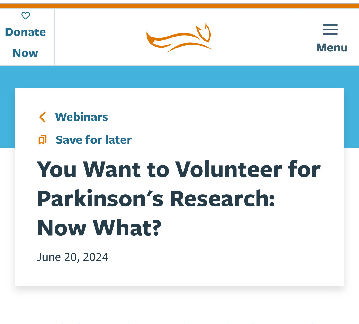 Michael J Fox Foundation - Third Thursdays Webinar