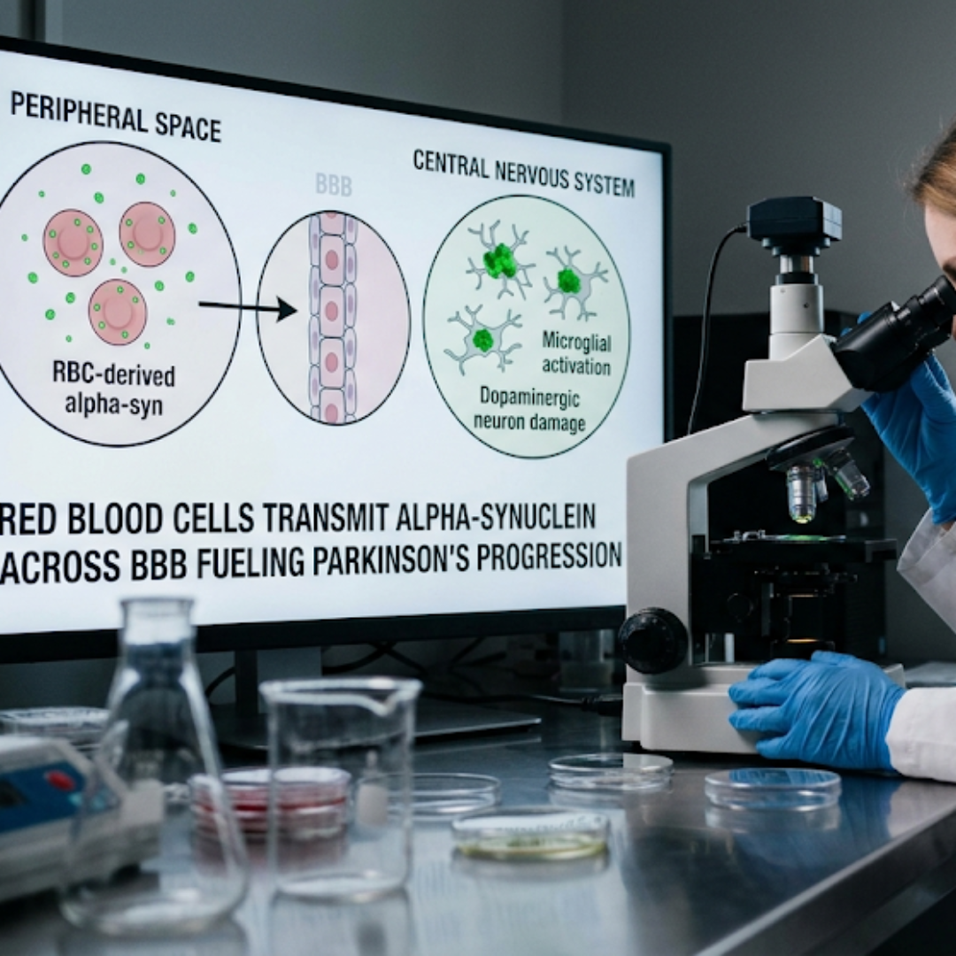 Red blood cells may travel across the blood-brain barrier to fuel the progression of Parkinson's