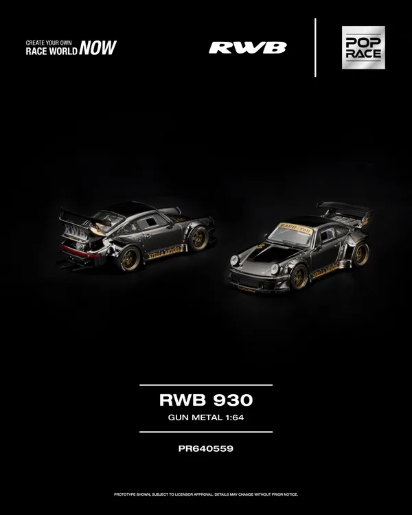 PopRace 1:64 RWB 930 GUN METAL