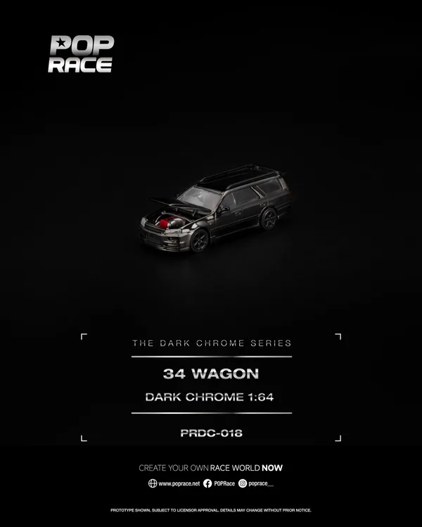 POPRACE 1:64 R34 WAGON DARK CHROME
