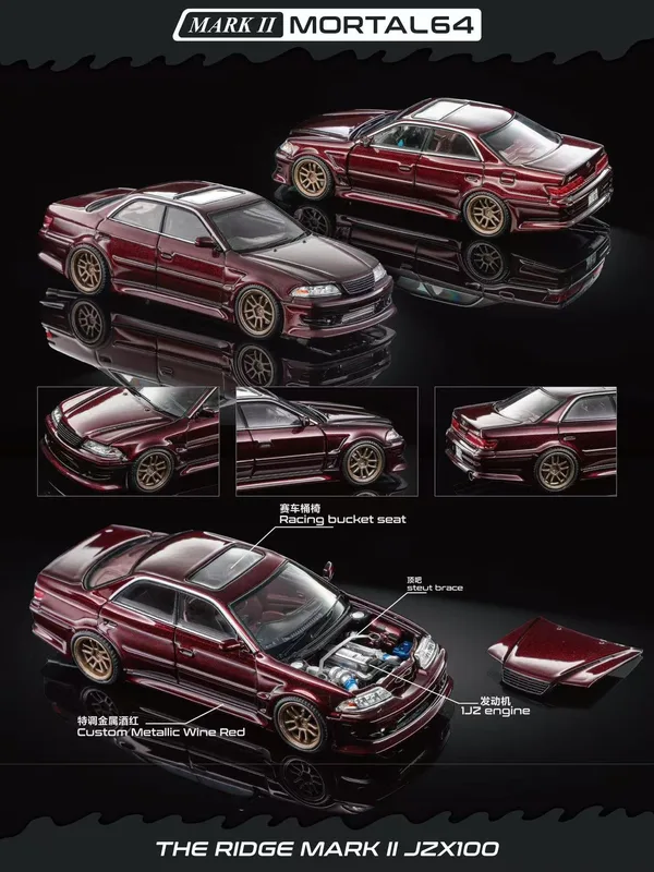 Mortal64 1:64 The Ridge Mark II JZX100 Metalic Wine Red