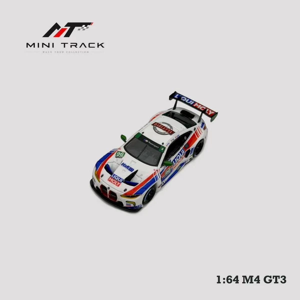 Mini Track 1:64 M4 2nd Generation G82 GT3 Blue-White Racing Livery Carriage #96