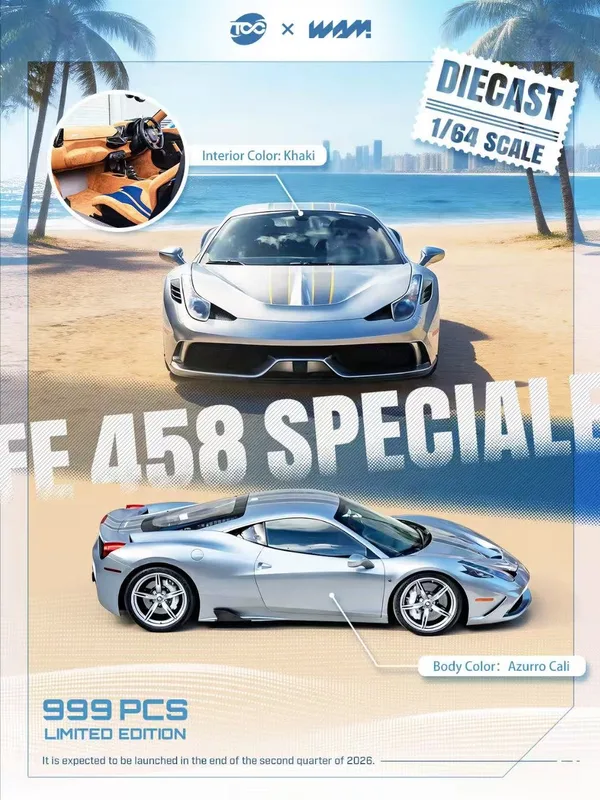 TOC x WAM 1:64 Prancing Horse 458 Speciale, Azurro Cali.