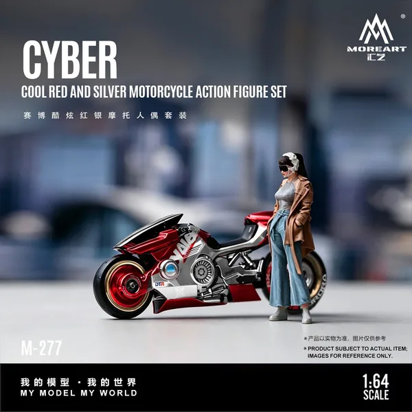 MoreArt 1:64 Cyber Cool Red and Silver Motorcycle