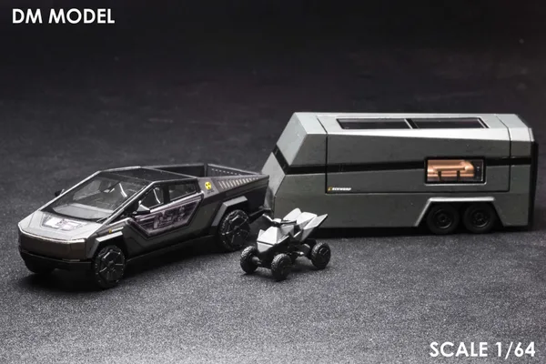 DM Model 1/64 Tesla Pickup Truck Black & Silver "Radiation" Livery