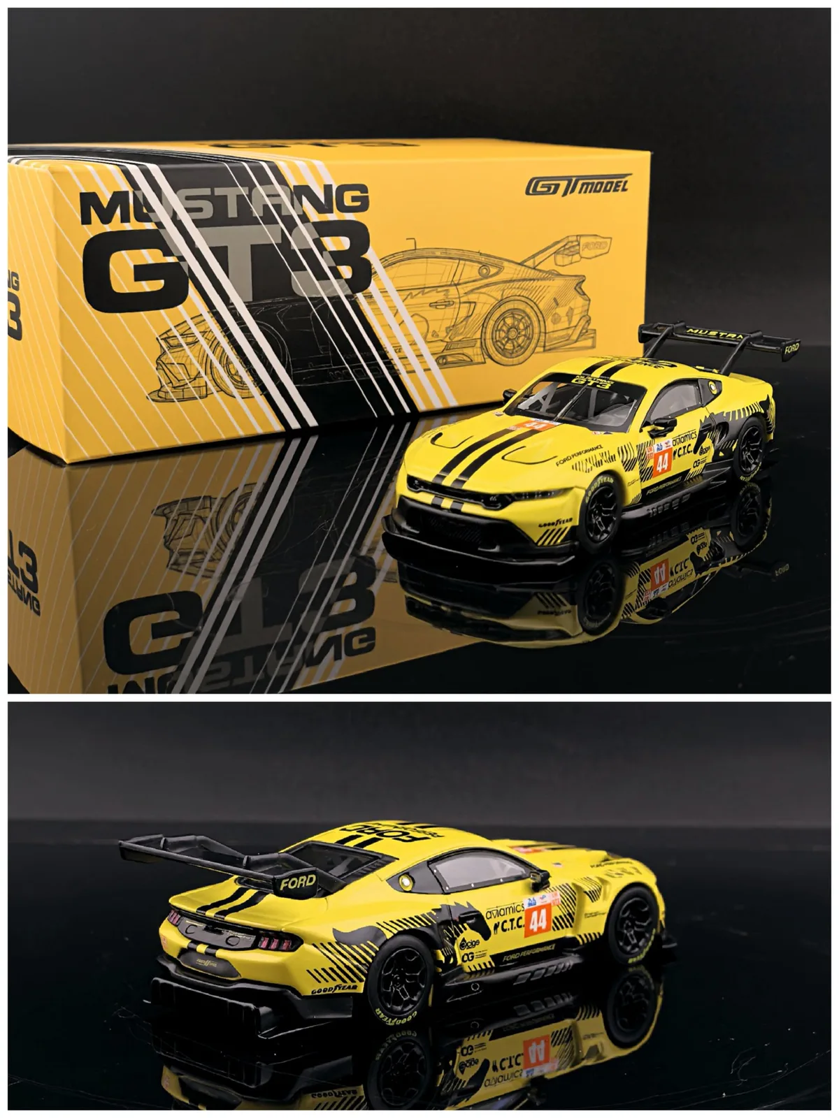 GT Model 1:64 Ford Mustang GT3 Race Car Blue #77