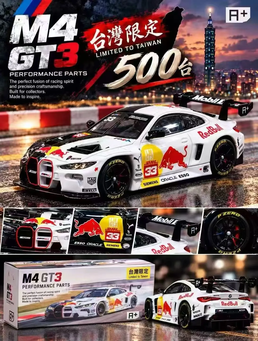 A+ 1:64 BMW M4 GT3 White Red Bull