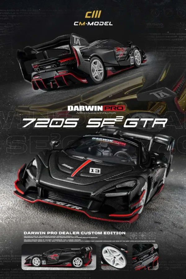 CM Model 1:64 GTR-02 McLaren DarwinPRO 720Se² GTR. New Malaysian Custom Edition Matte Black