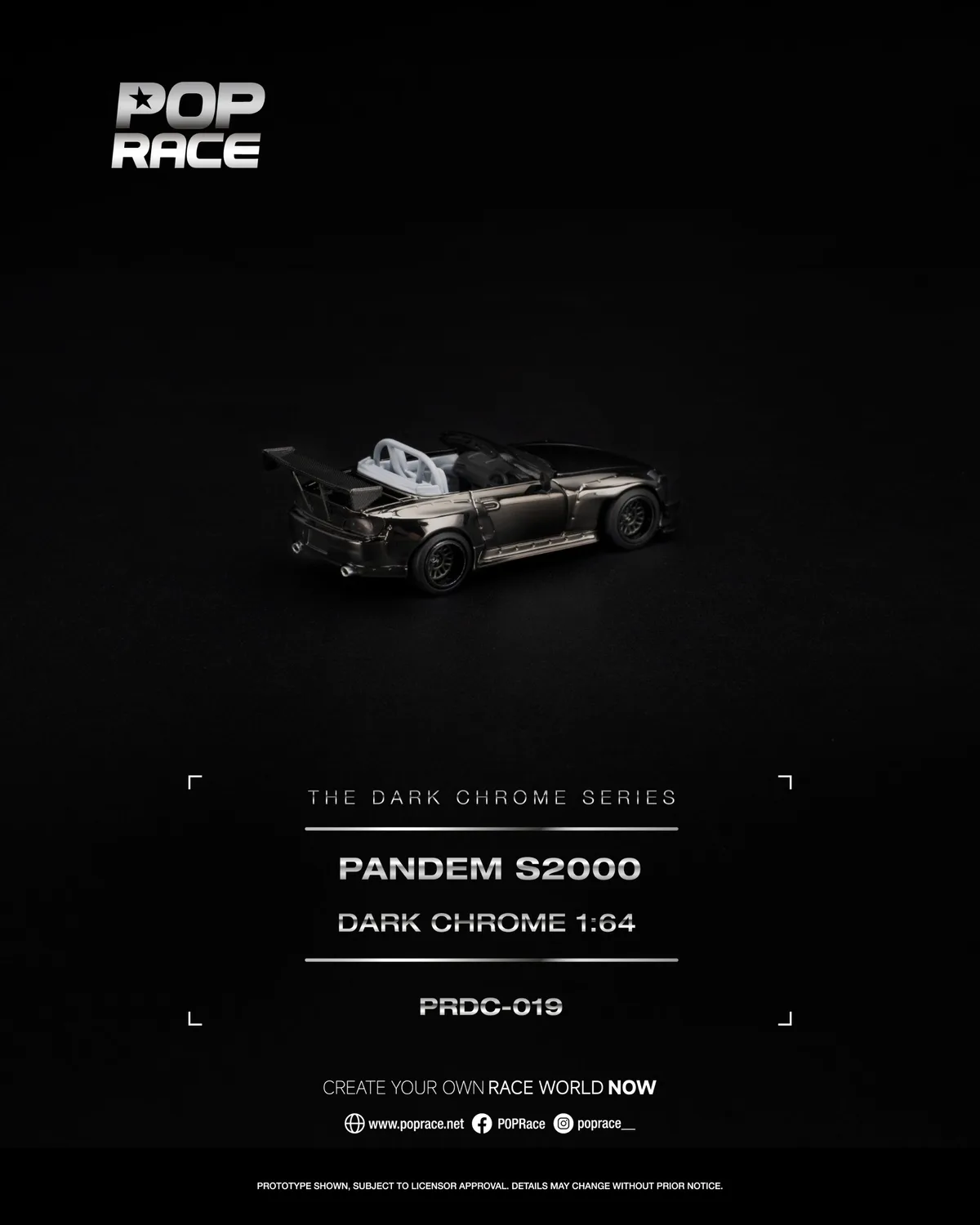 PopRace 1:64 PANDEM S2000 DARK CHROME
