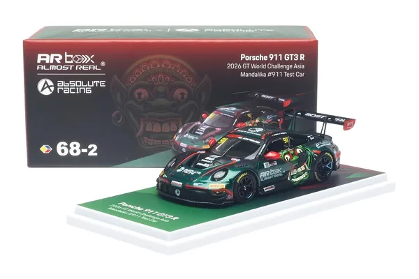 AR Box 1:64 Porsche 992 GT3 R 2026 GT World Challenge Asia Cup Mandalika Test Car, Green Livery