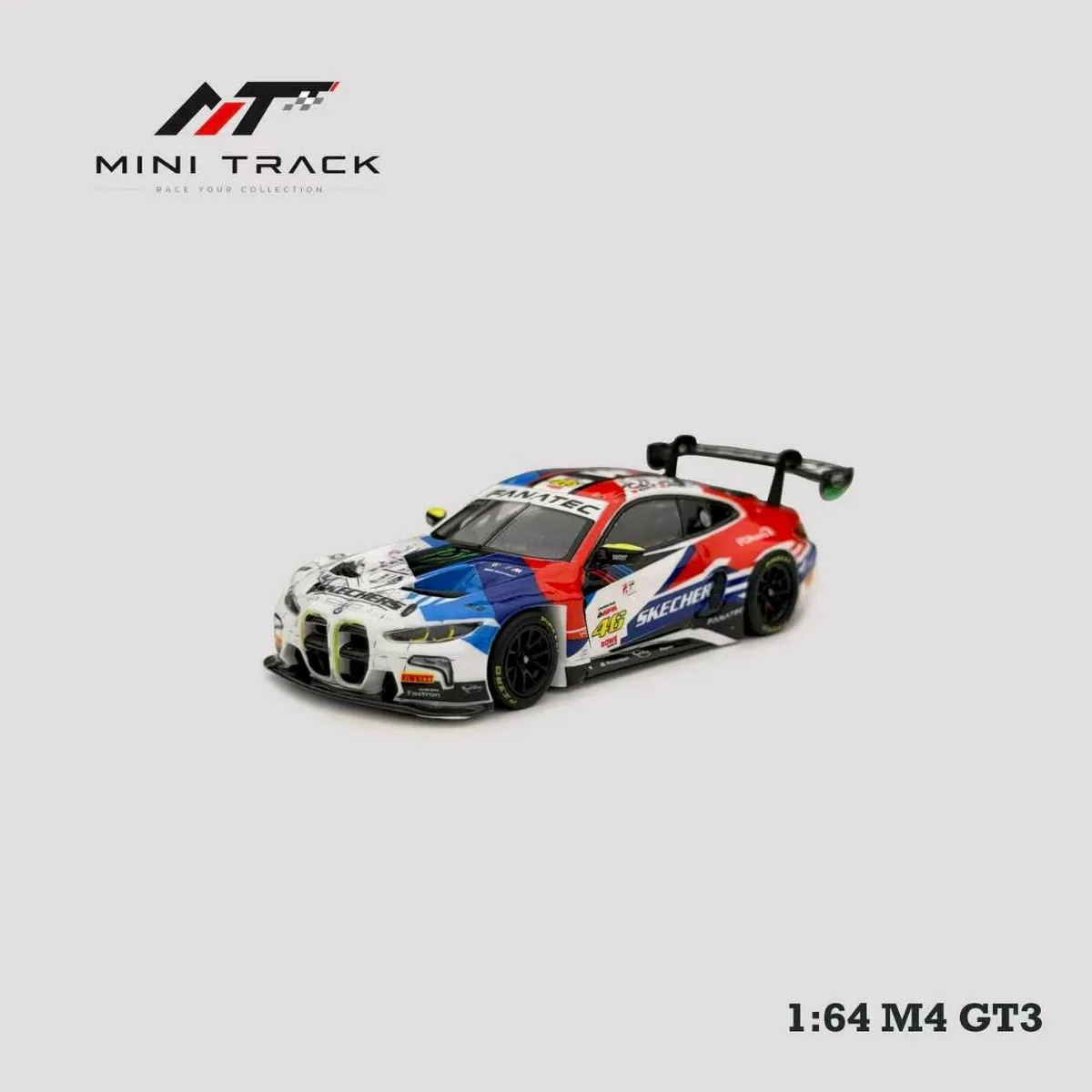 Mini Track 1:64 M4 2nd Generation G82 GT3 Blue-White Racing Livery Carriage #46