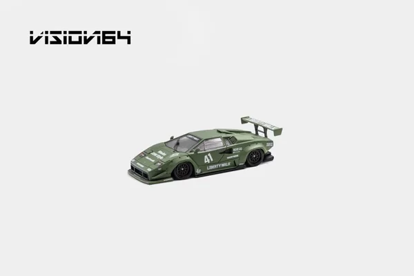 Vision64 1:64 Premium Countach LP500, LB-Works Widebody Modified Version 41 Livery Paint Scheme. Army Green