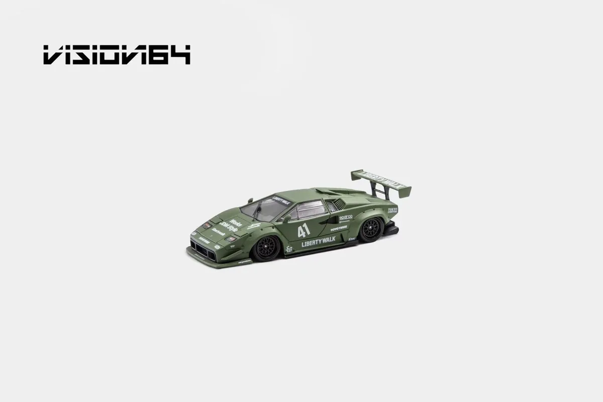 Vision64 1:64 Premium Countach LP500, LB-Works Widebody Modified Version 41 Livery Paint Scheme. Army Green