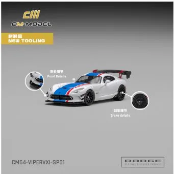CM Model 1:64 Dodge Viper VXI ACR White with Blue and Red stripes