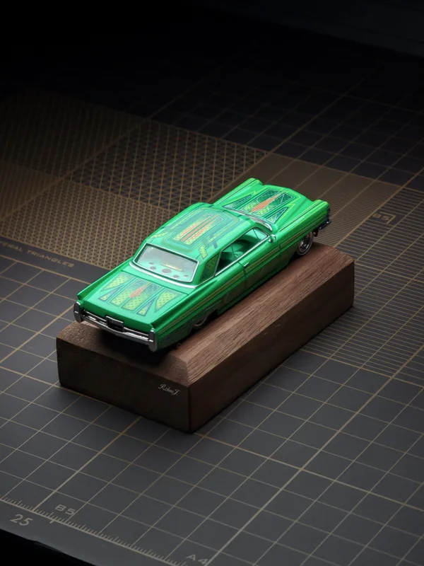 97M 1:64 1964 Cadillac Coupe DeVille Lowrider Metallic green with graphics