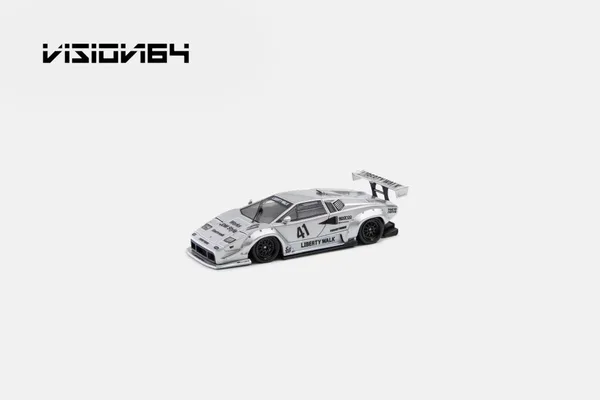 Vision64 1:64 Premium Countach LP500, LB-Works Widebody Modified Version 41 Livery Paint Scheme. Silver