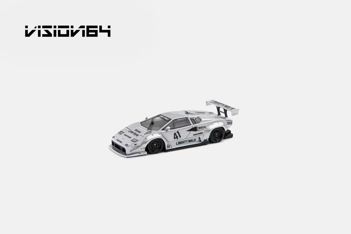 Vision64 1:64 Premium Countach LP500, LB-Works Widebody Modified Version 41 Livery Paint Scheme. Silver