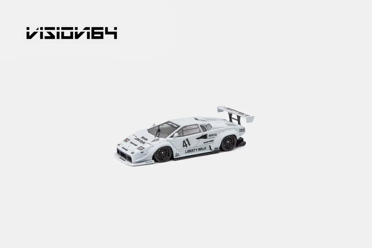 Vision64 1:64 Premium Countach LP500, LB-Works Widebody Modified Version 41 Livery Paint Scheme. White
