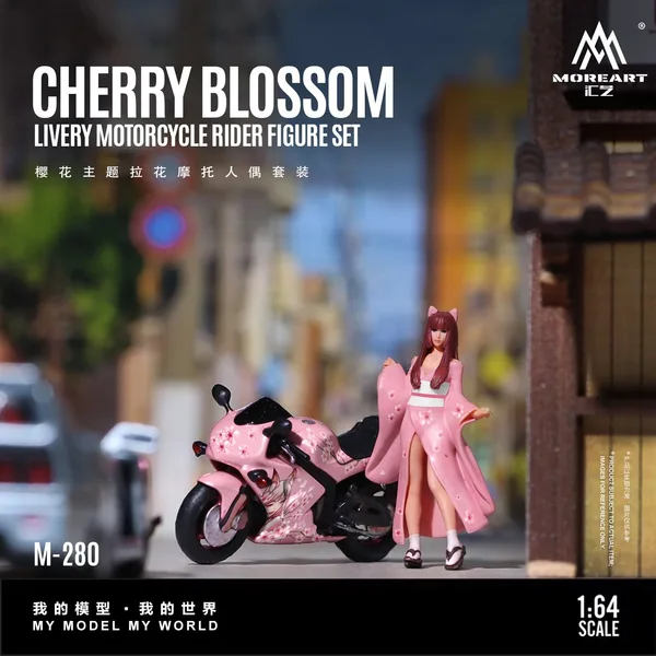 MoreArt 1:64 Cherry Blossom Theme Painted Motorcycle