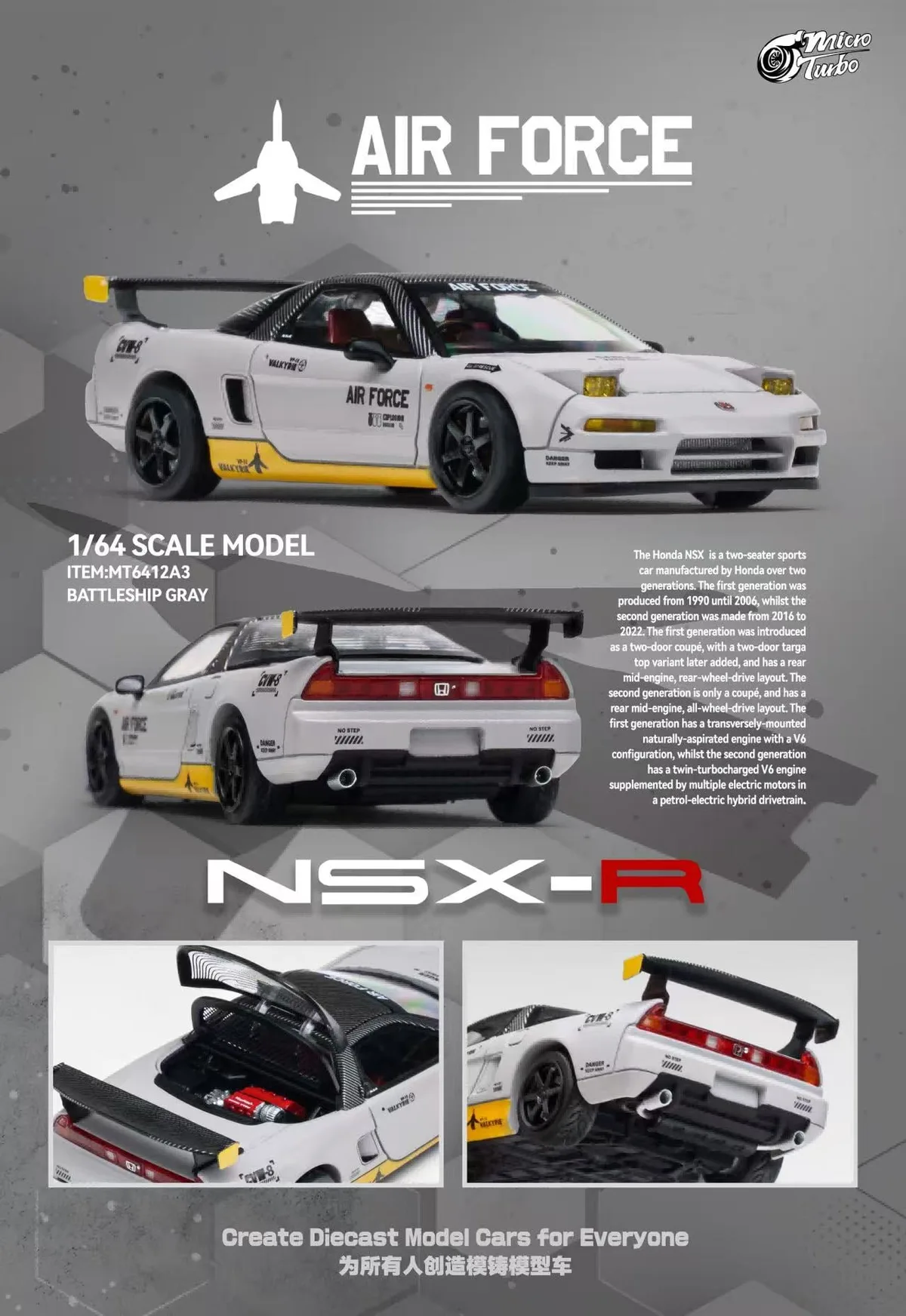 MicroTurbo MT 1:64 NSX 1st Gen (Mk1/NA1) NSX-R Air Force Livery