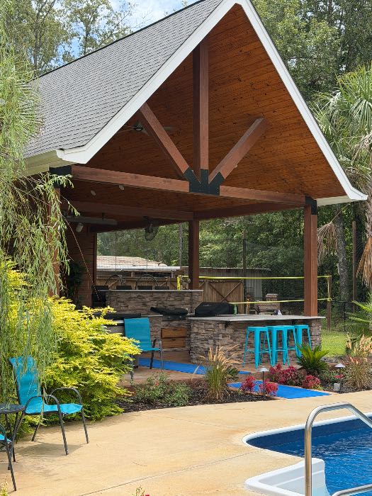 Custom landscaping install pool and build gazebo in Florence, MS