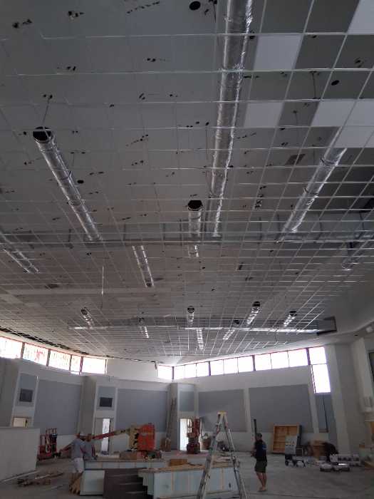 Installing the custom suspended ceiling in Richland, MS