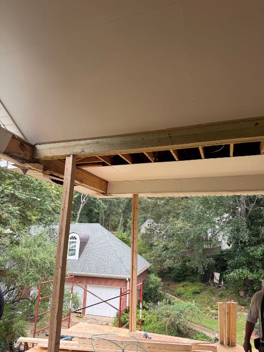 Replacing rotten beam with treated beam in Pearl, MS