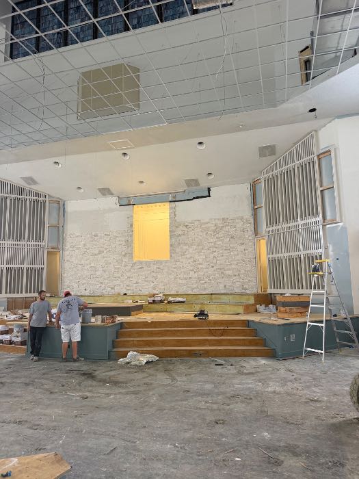 Installing grids for drop ceiling and stone on back wall in Richland, MS, photo 2