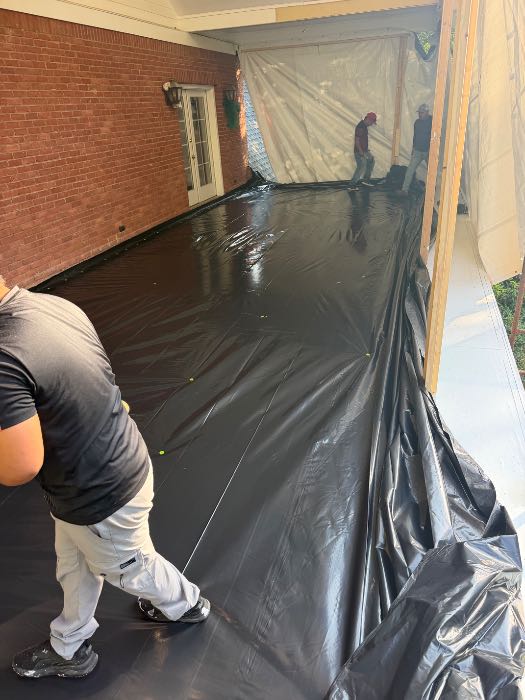 Waterproofing top floor to lay brick pavers in Pearl, MS