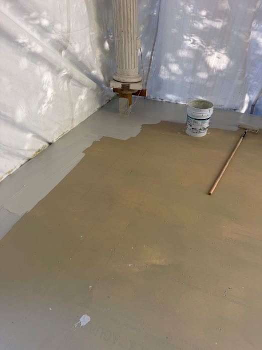 Installing waterproof underlayment for brick patio paver, second floor porch in Pearl, MS, photo 3
