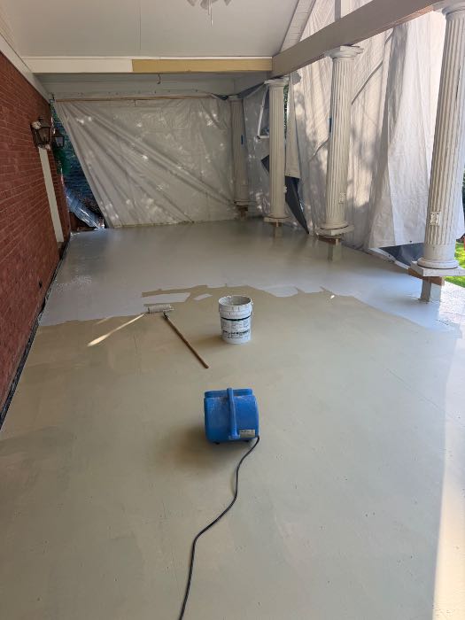 Installing waterproof underlayment for brick patio paver, second floor porch in Pearl, MS, photo 4