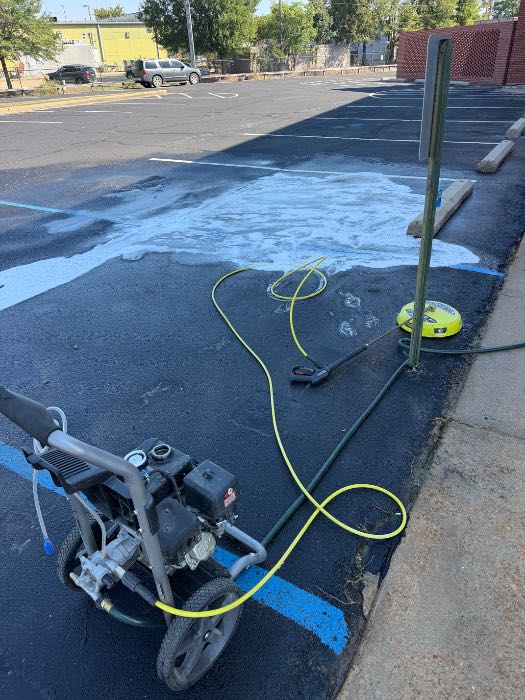 Pressure washing cleaning, parking lot in Richland, MS