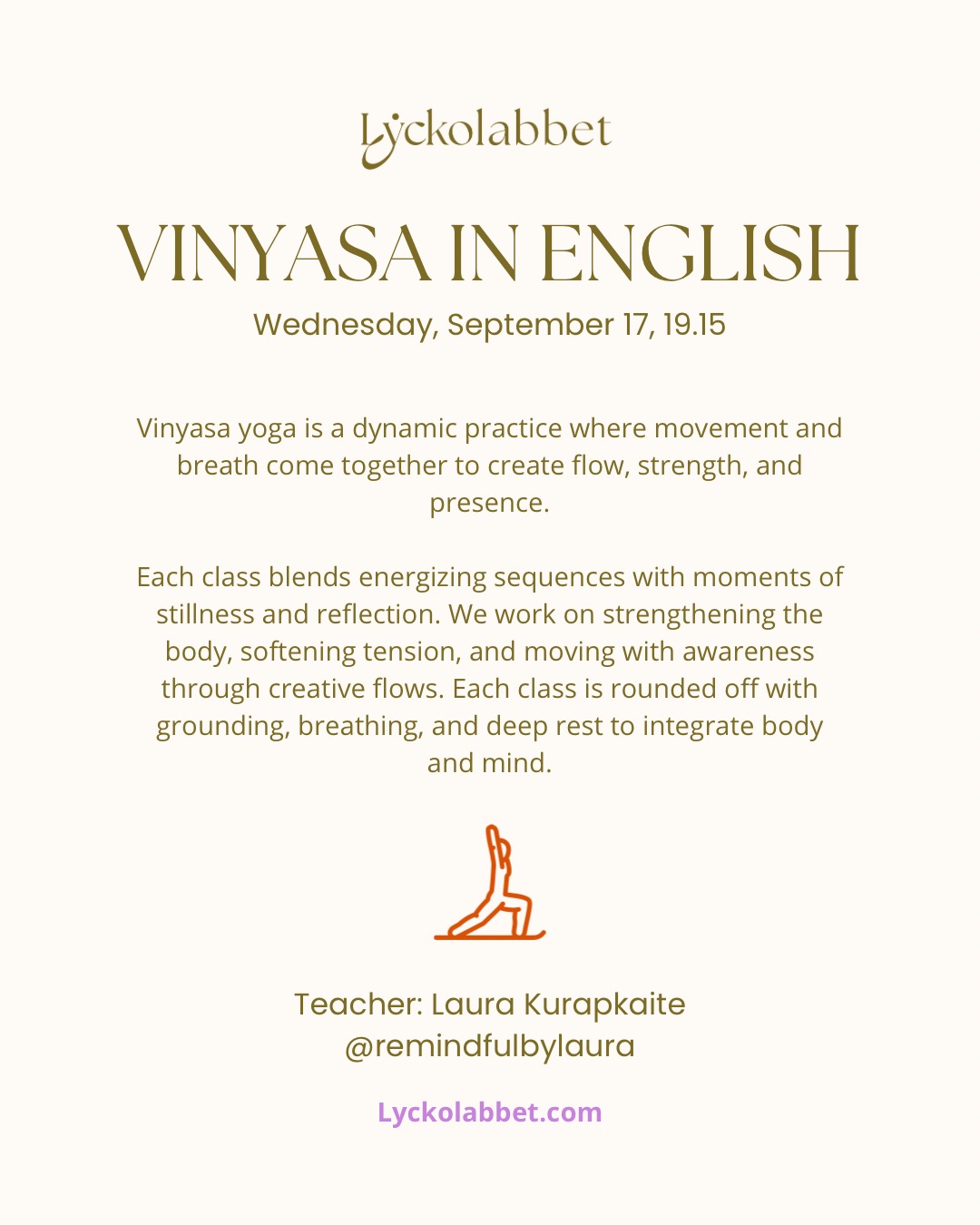 Vinyasa yoga classes in English