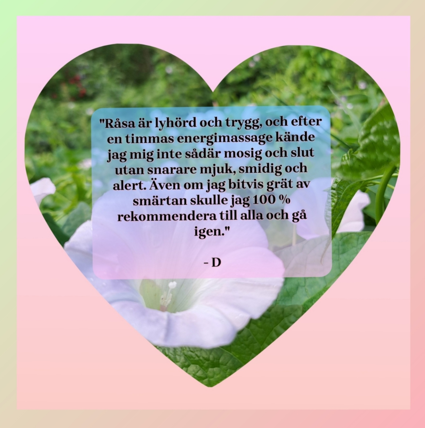 Energimassage (pausat pga skada)