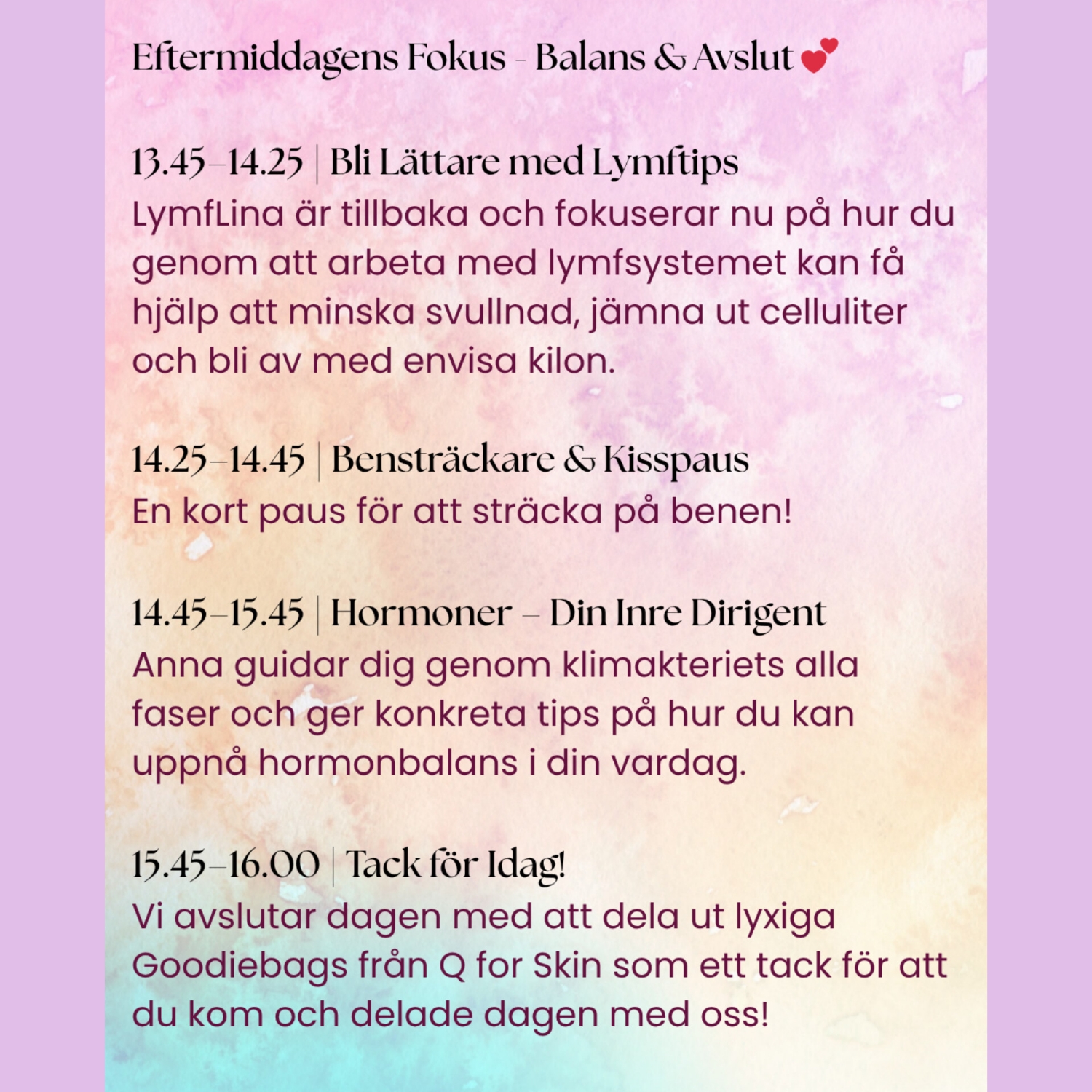 Lymfsystemet & Hormonbalans - EVENT i Stockholm