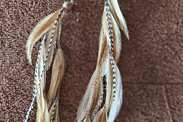 Natural feather & crystal earrings