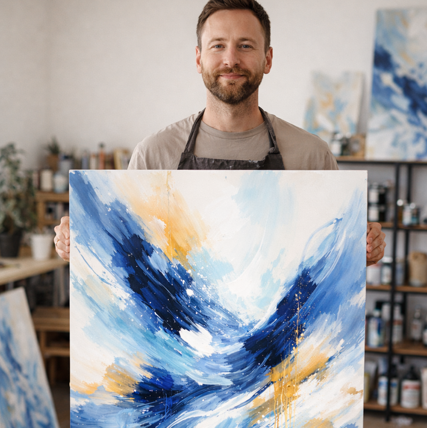 Orginalmålning - ”Blue Flow” (70x100cm)