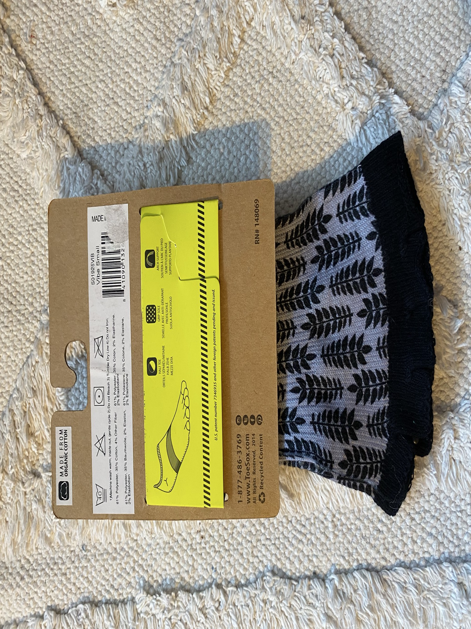 Toesox strumpor med öppen tå, halkfria, S