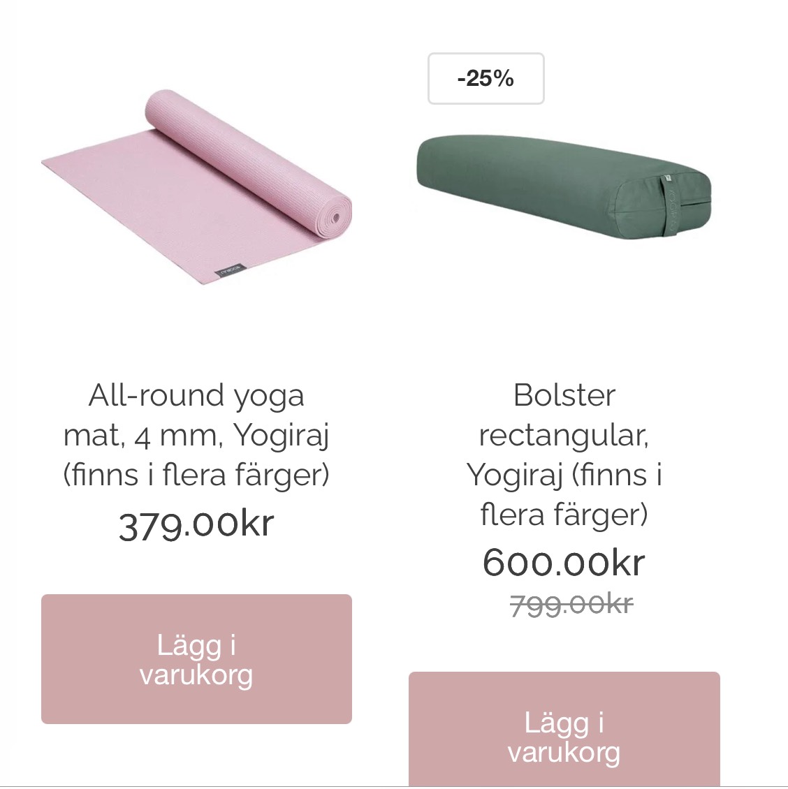 Yogamatta och utrustning