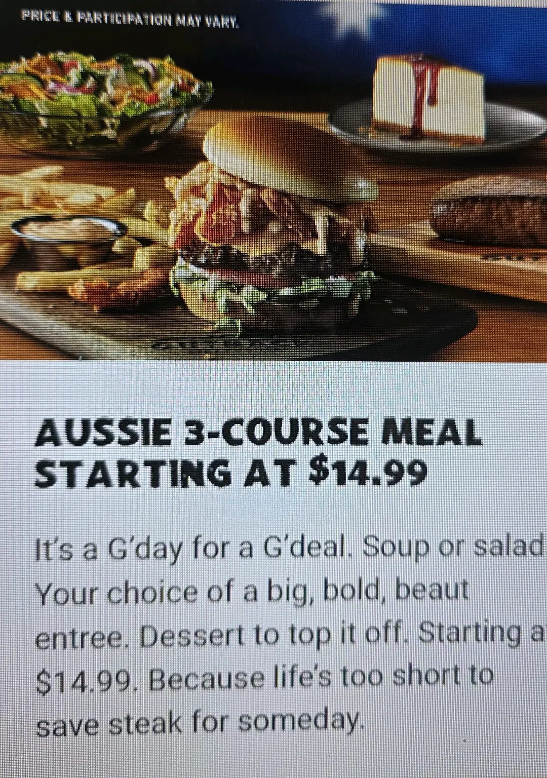 Outback Steakhouse 14.99 스페셜