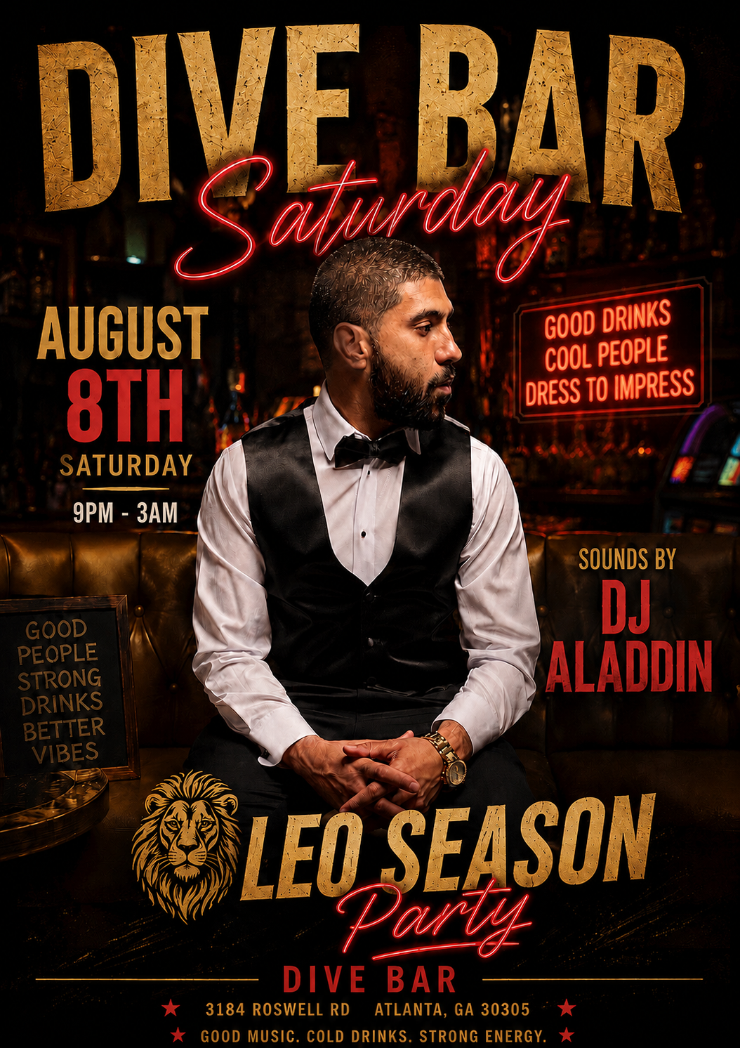 Leo Szn Party At Dive Bar Buckhead flyer